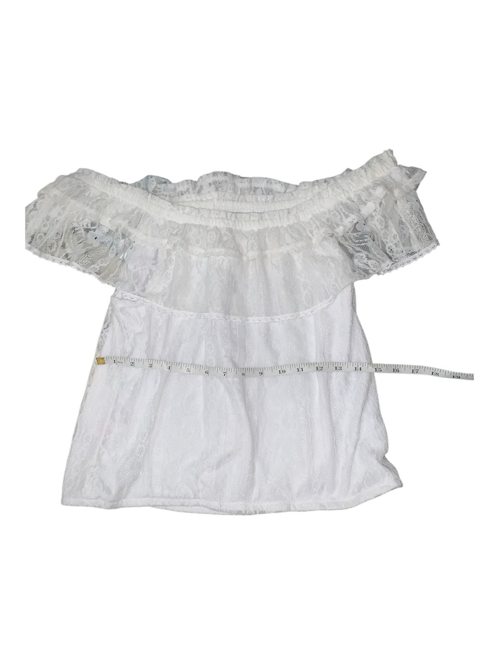 No Boundaries White Lace Off-Shoulder Blouse Juniors Women’s XL 15-17